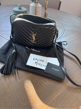 Yves Saint Laurent Black Quilted Leather Crossbody Camera Bag with Tassel